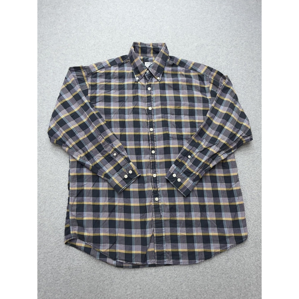 Brooks Brothers Sport Shirt Mens Large Blue Plaid Long Sleeve Button Down